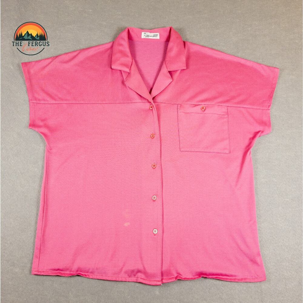 VTG MARCO PECCI Spring Blouse Top Button Front Short Sleeve Pink Womens Sz 44